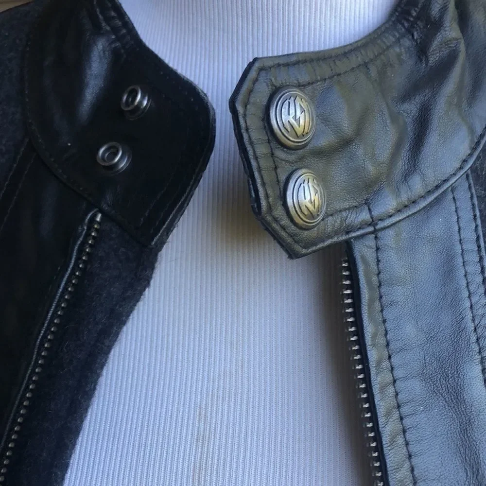 - NWOT Roland Sands Designer Men’s Wool/Leather Biker Jacket